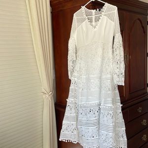 GORGEOUS BP small elegant long lace Pom Pom long sleeve dress for any occasion